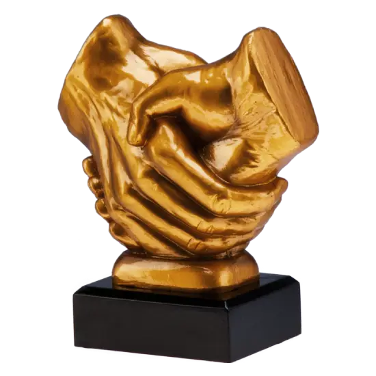Harz Trophäe Hände im Handschlag RFST2089 Harz Trophäe Hände im Handschlag RFST2089